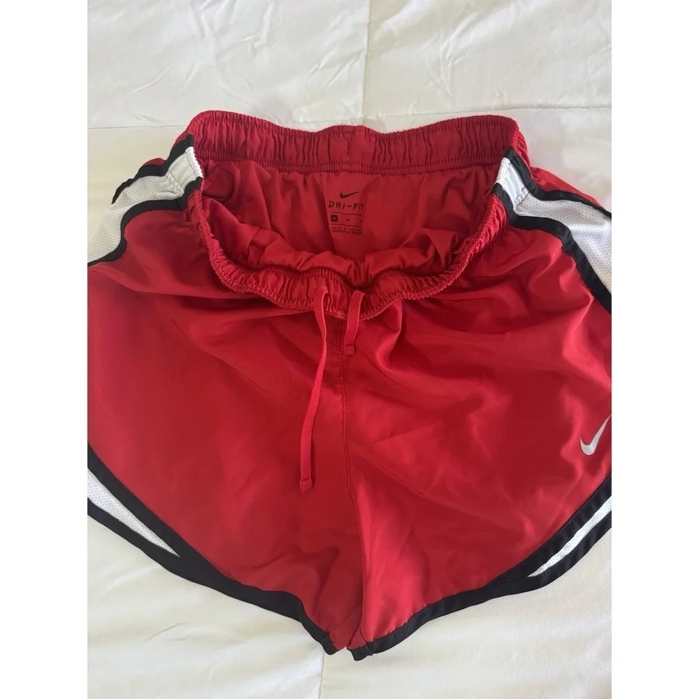 Nike Dri-Fit Women's Running Shorts Size Medium Lined Red, Small Flaw, 3